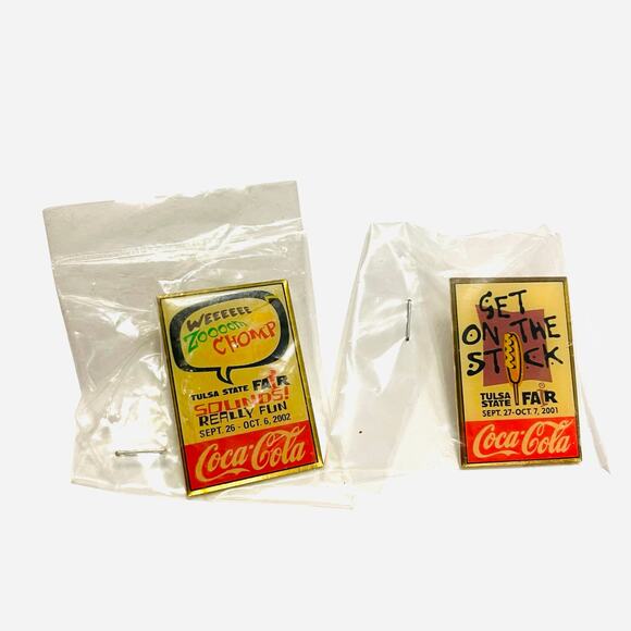 Coca-Cola Collector Pins 2001 and 2002 Tulsa, Oklahoma State Fair New In Package - Picture 1 of 8